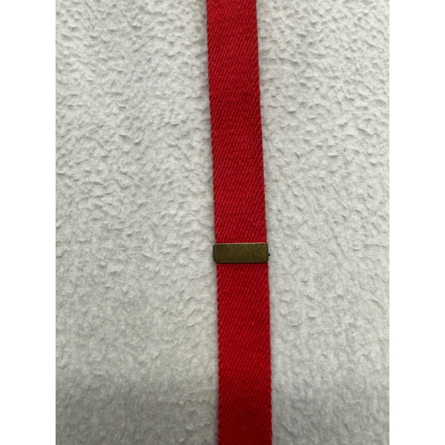 Vintage Red Canvas Belt With Leather Accents & Brass Buckle Adjustable Fit #9896