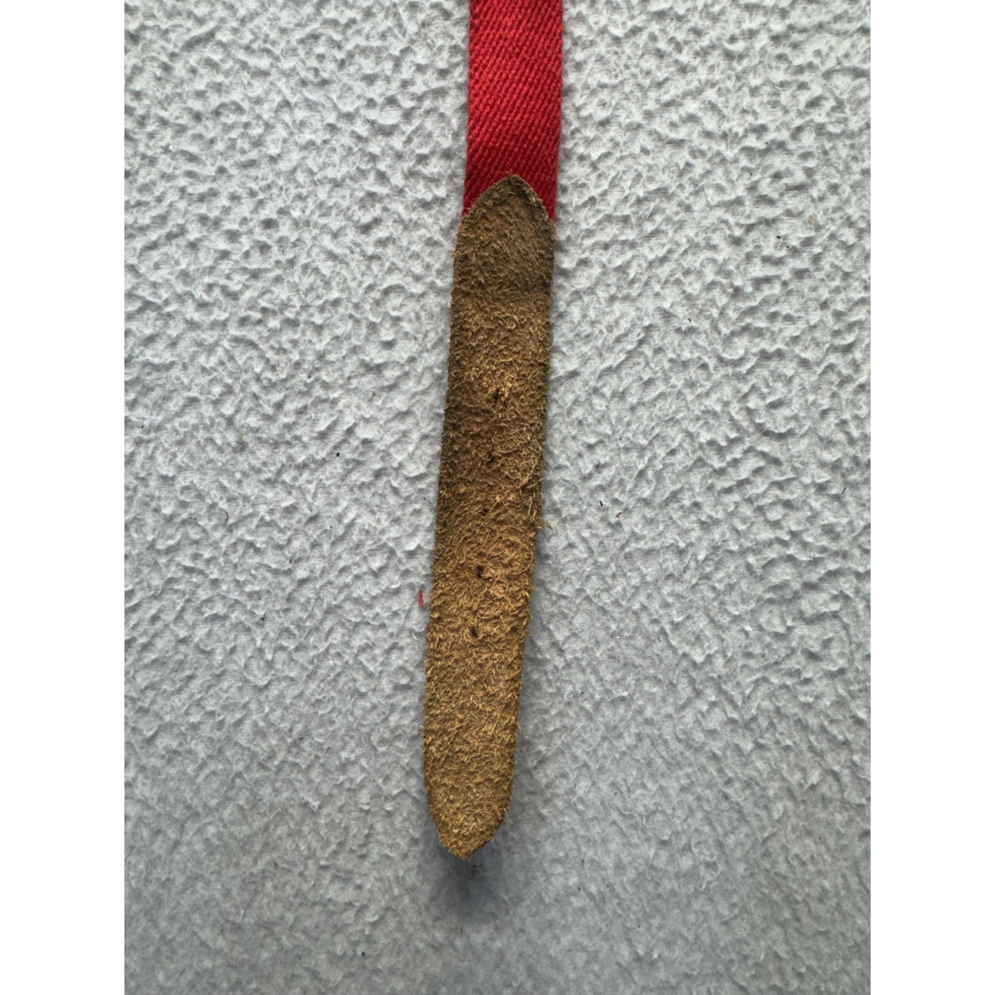 Vintage Red Canvas Belt With Leather Accents & Brass Buckle Adjustable Fit #9896