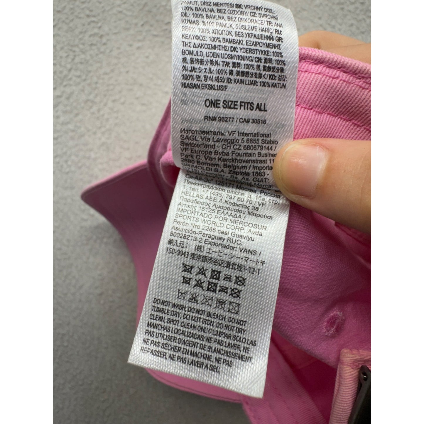 Vans Pink Cotton Baseball Cap Adjustable Strap "Off The Wall" Logo #9744