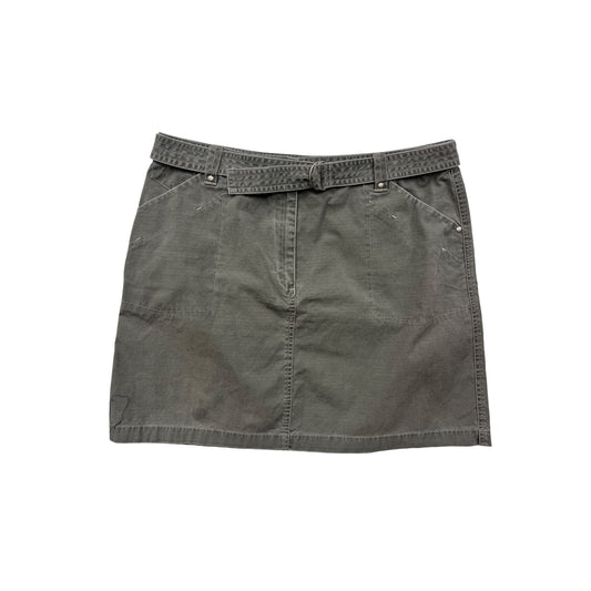 L.L.Bean Womens Olive Green Skirt Size 18R With Belted Waist & Pockets #6893