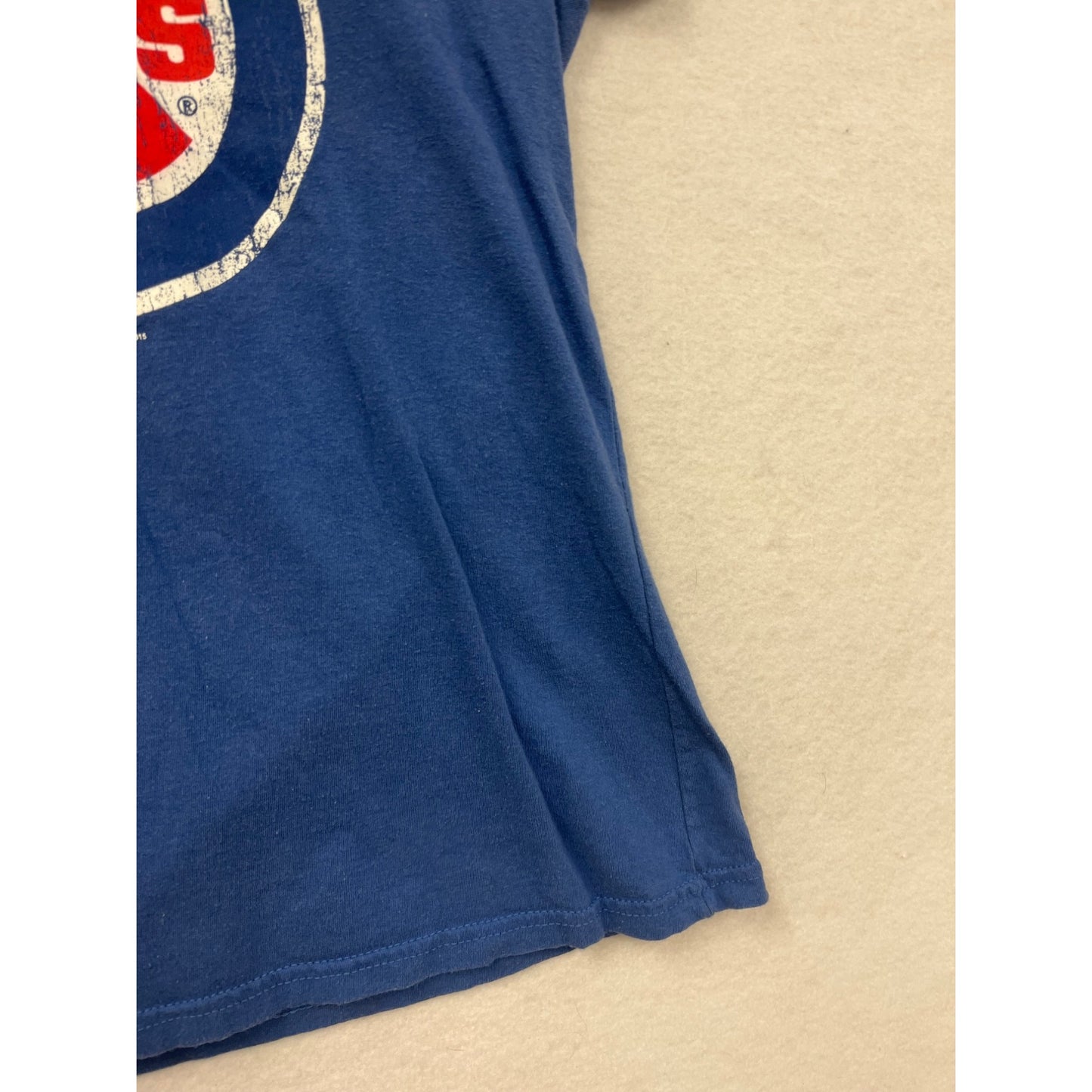 Chicago Cubs Womens Large V-Neck Blue T-Shirt Genuine Merchandise #6745