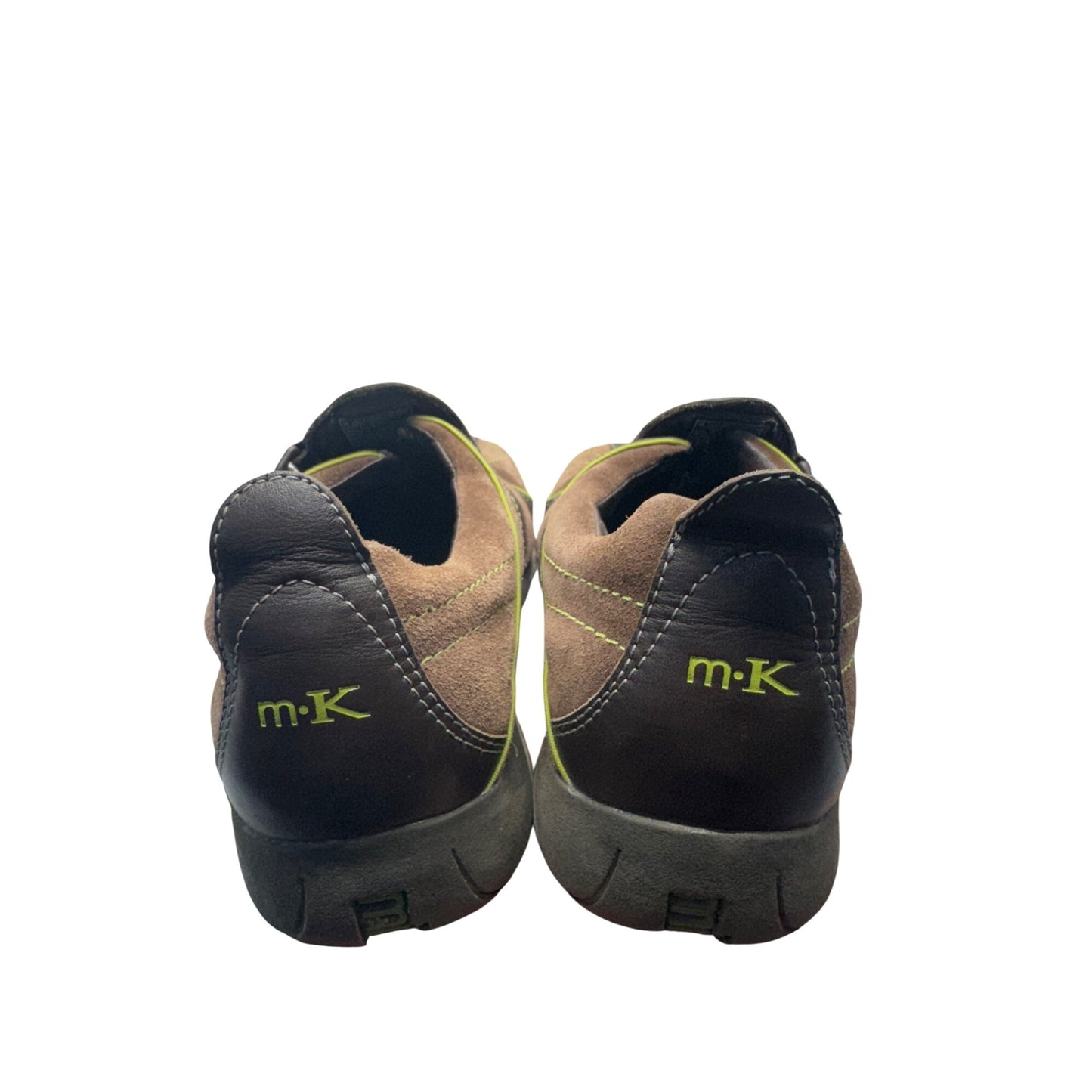 Michelin K Brown & Lime Green Leather/Suede Casual Velcro Sneakers #9472