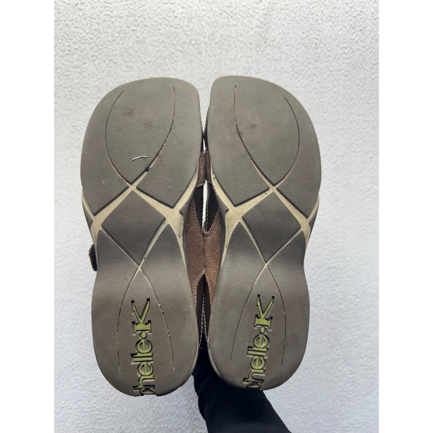 Michelin K Brown & Lime Green Leather/Suede Casual Velcro Sneakers #9472