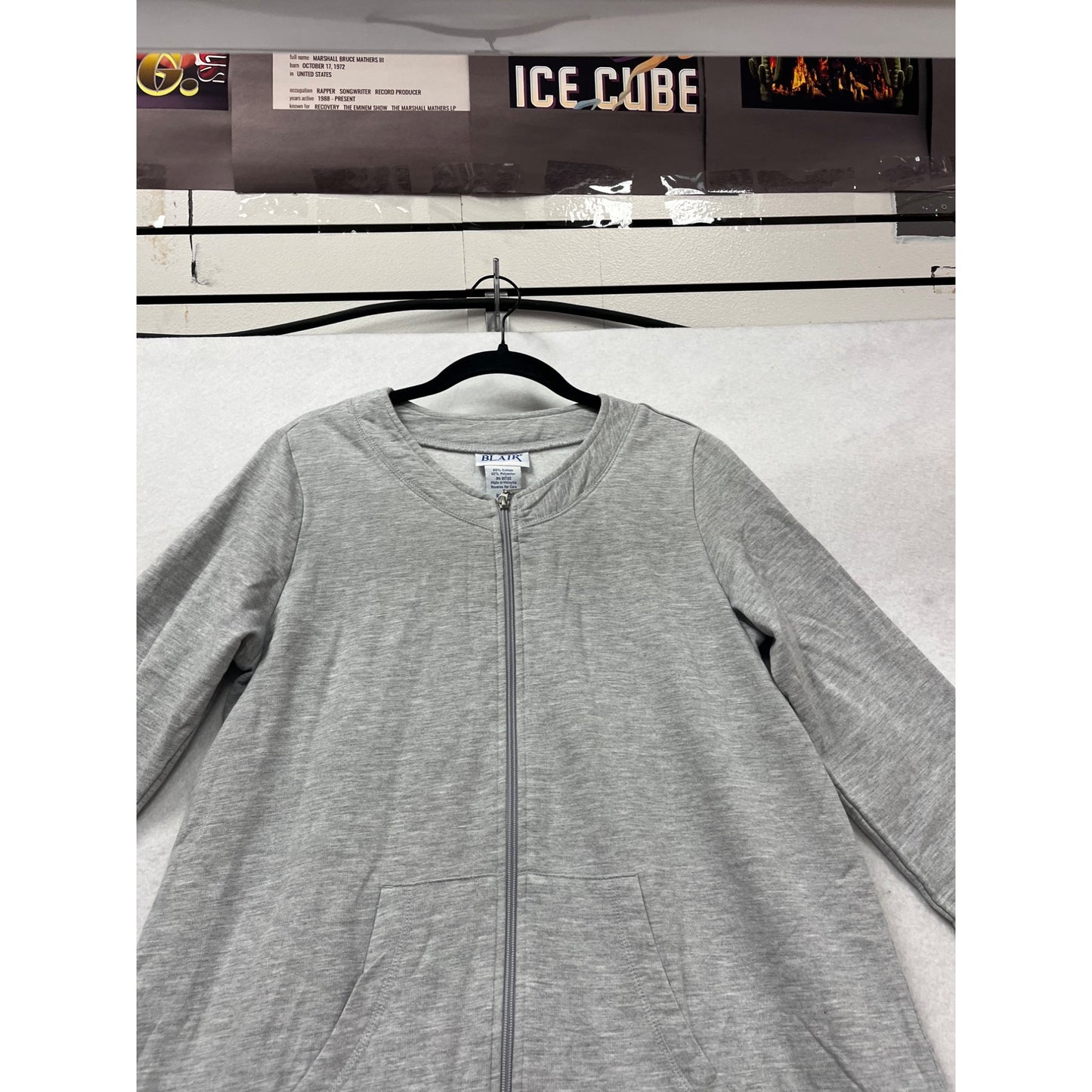 Blair Gray Long Zip-Up Duster Cardigan S #414A