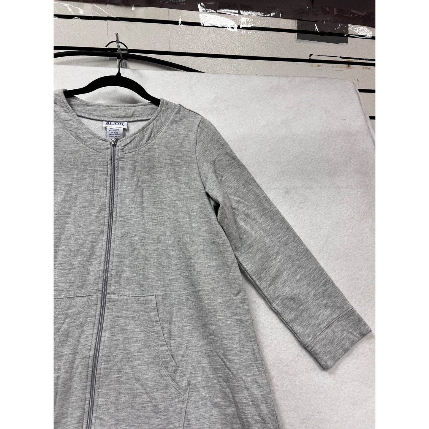 Blair Gray Long Zip-Up Duster Cardigan S #414A