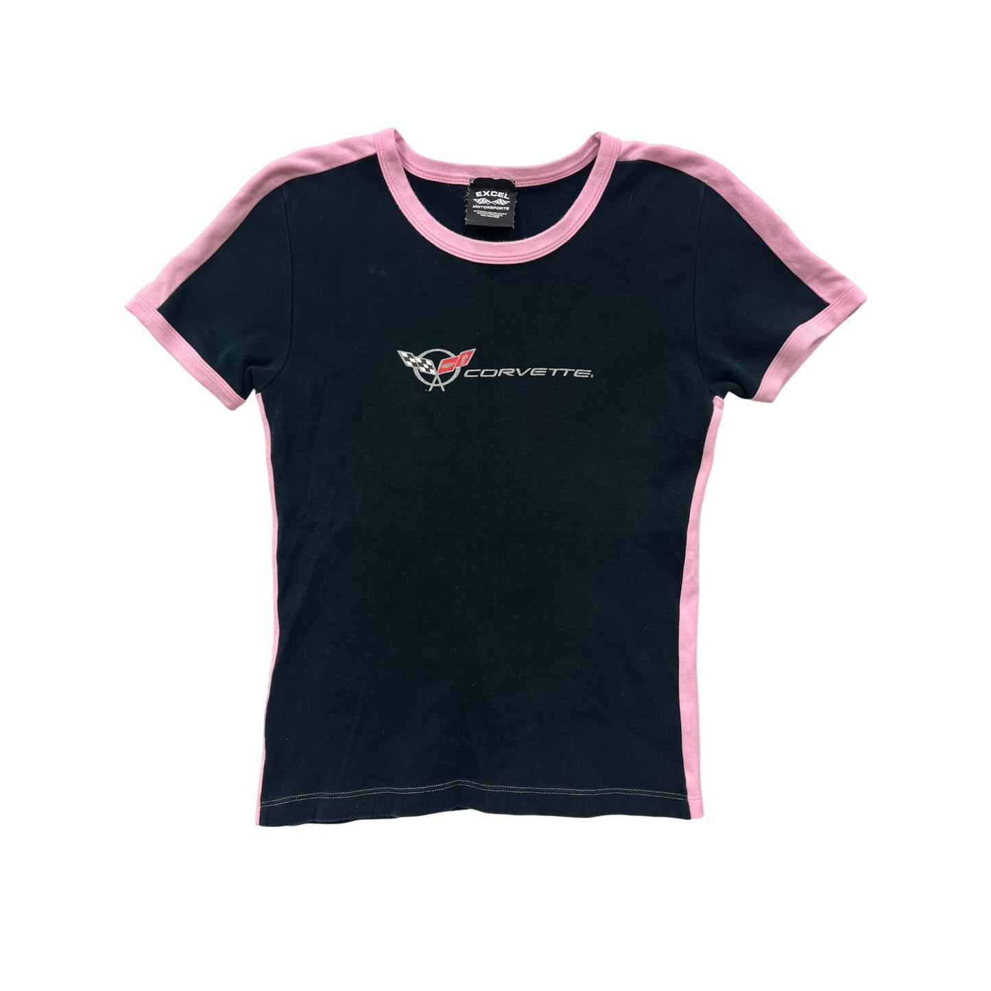 Corvette Logo Black & Pink Ringer T-Shirt #8505