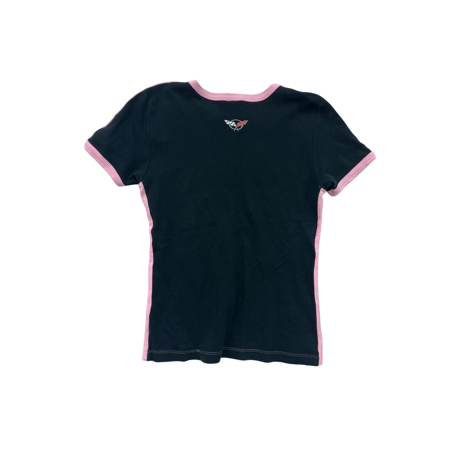Corvette Logo Black & Pink Ringer T-Shirt #8505