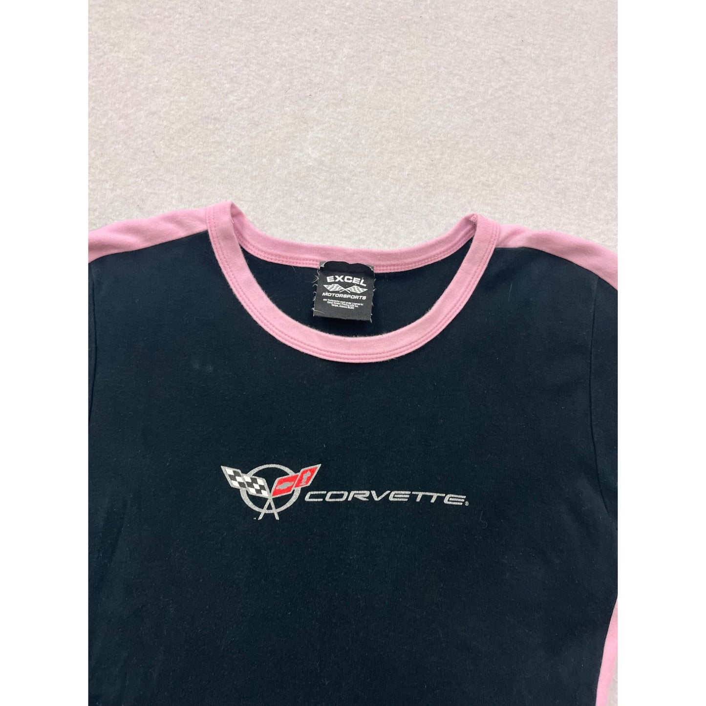 Corvette Logo Black & Pink Ringer T-Shirt #8505