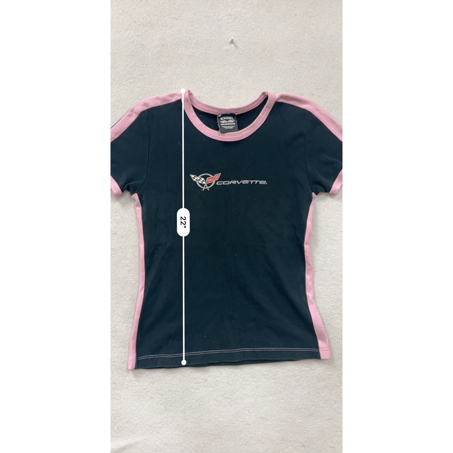 Corvette Logo Black & Pink Ringer T-Shirt #8505