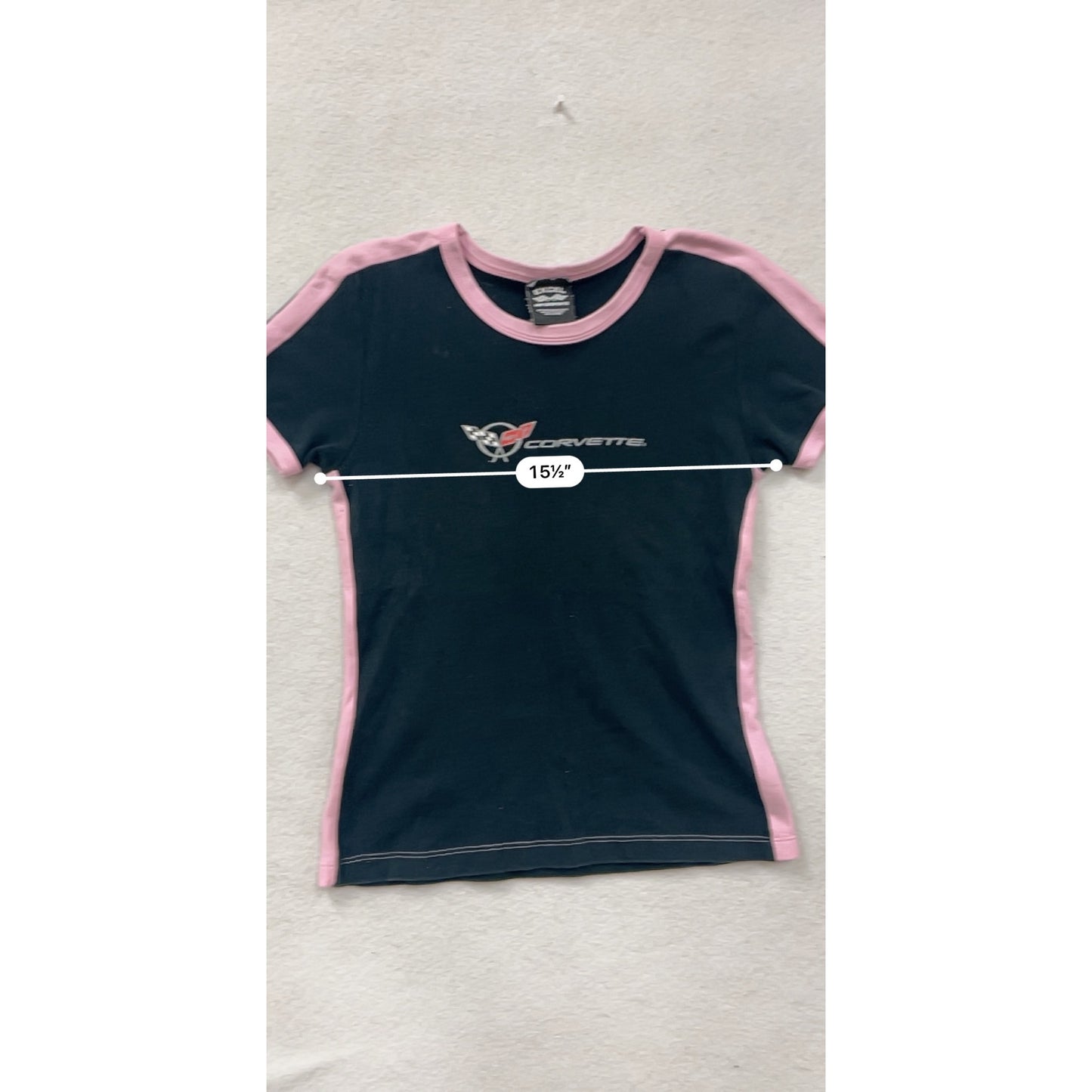 Corvette Logo Black & Pink Ringer T-Shirt #8505