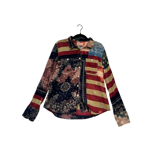 Denim & Supply Ralph Lauren Womens American Flag Shirt Size LG #8915