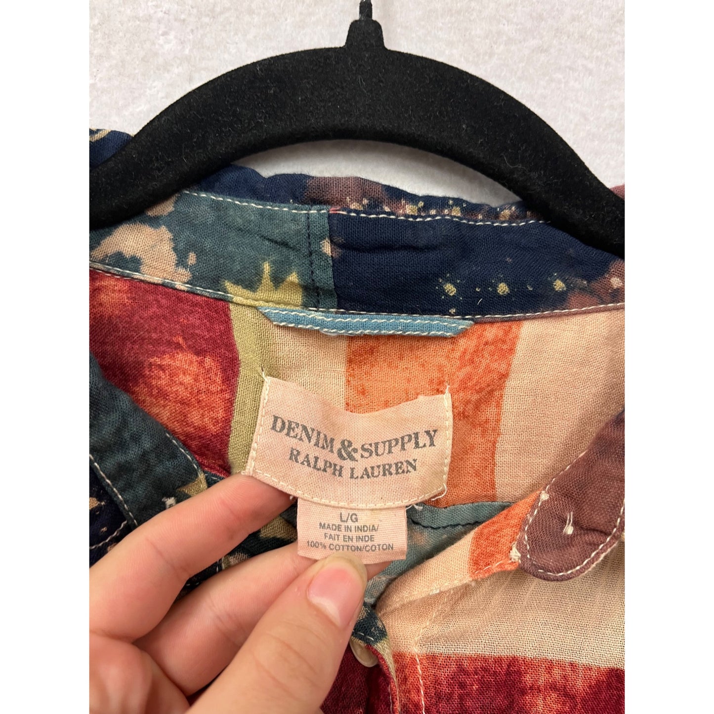 Denim & Supply Ralph Lauren Womens American Flag Shirt Size LG #8915