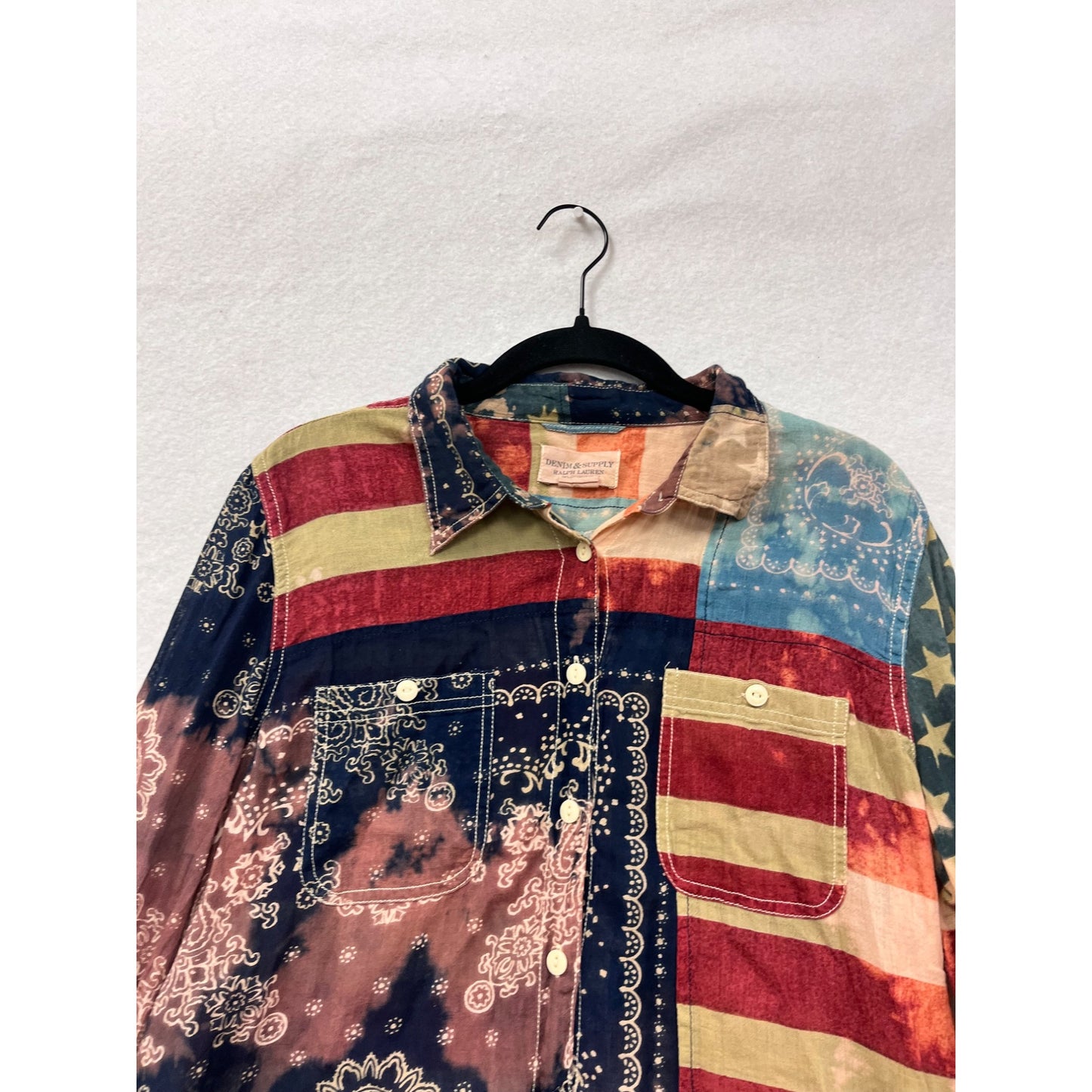 Denim & Supply Ralph Lauren Womens American Flag Shirt Size LG #8915