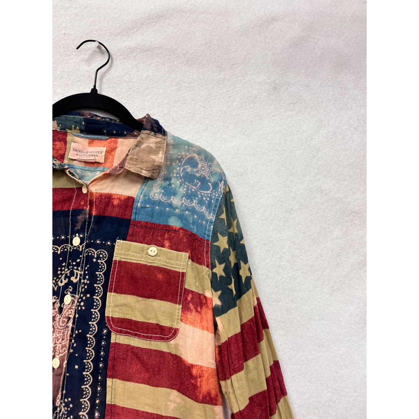 Denim & Supply Ralph Lauren Womens American Flag Shirt Size LG #8915