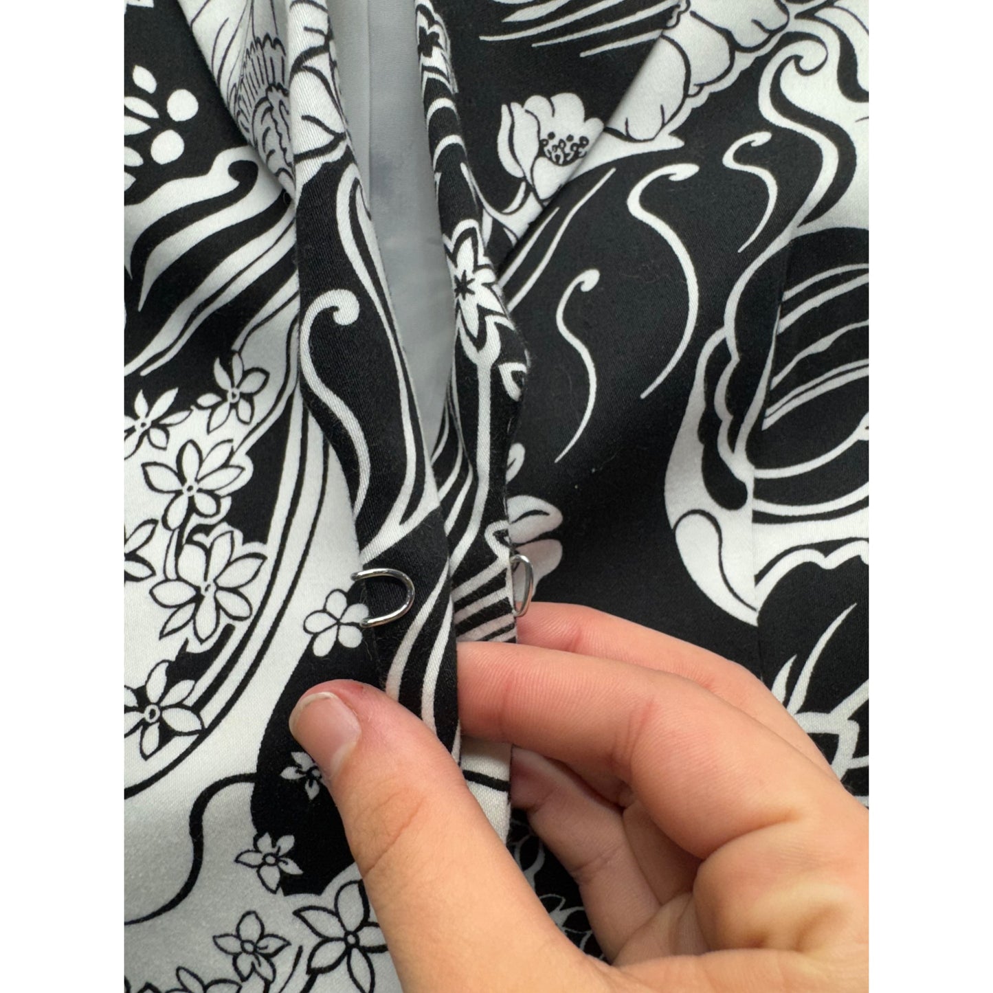 Worthington Black & White Floral Print Blazer Size 12 Polyester #9422