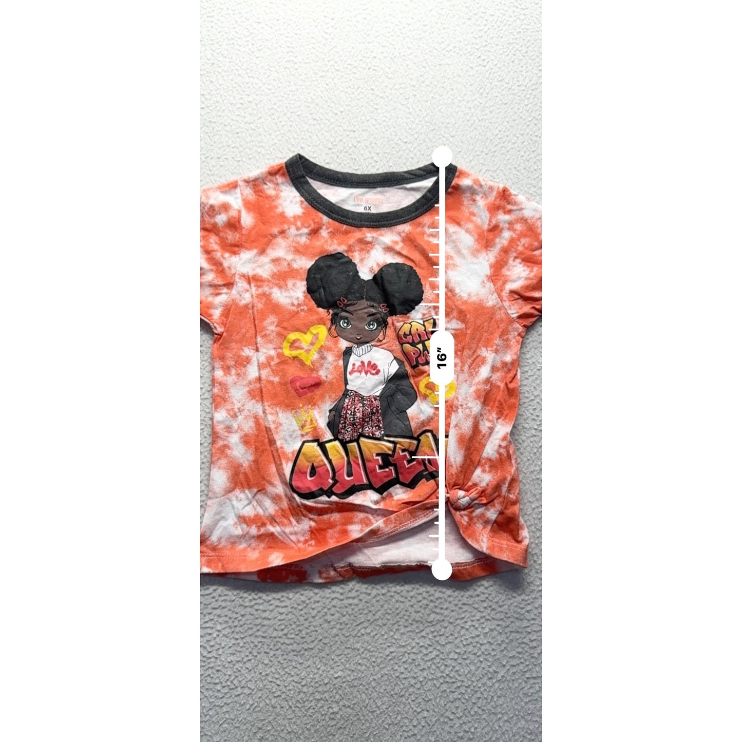 Pink Sparkle 6X Tie-Dye Graphic Tee With Queen Design & Girl Power Text #9326