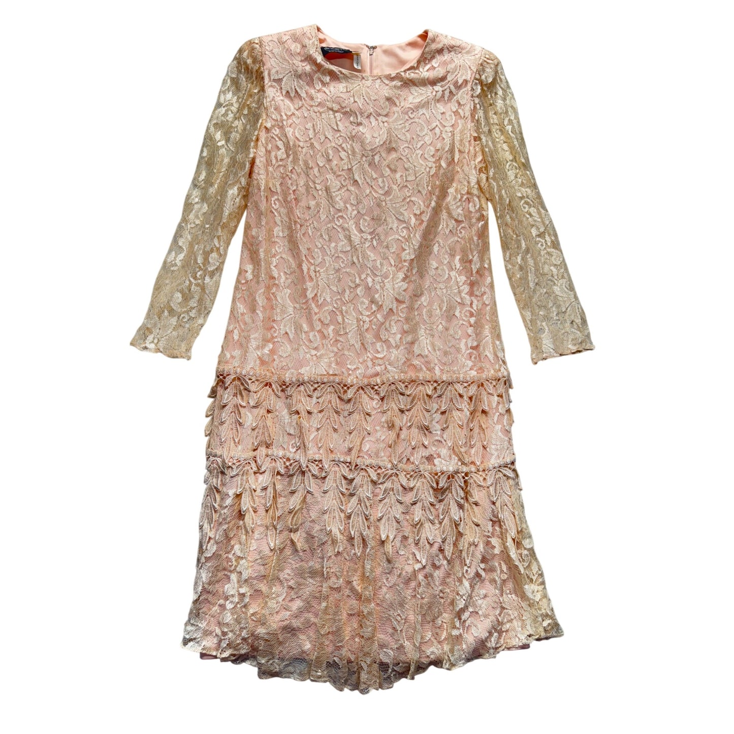 Vintage Blush Lace Tiered Cocktail Dress By Jill Richards Designs #9573