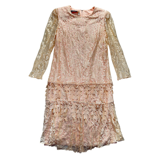 Vintage Blush Lace Tiered Cocktail Dress By Jill Richards Designs #9573