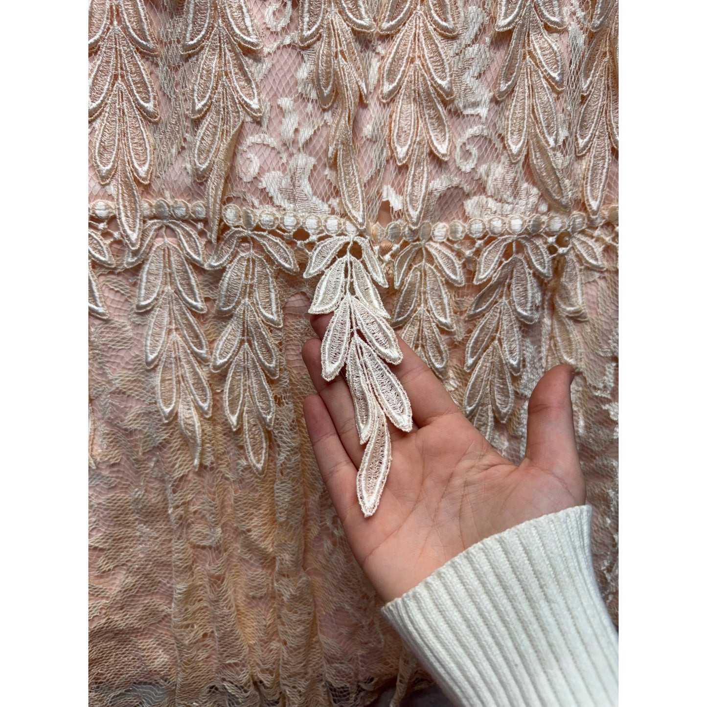 Vintage Blush Lace Tiered Cocktail Dress By Jill Richards Designs #9573