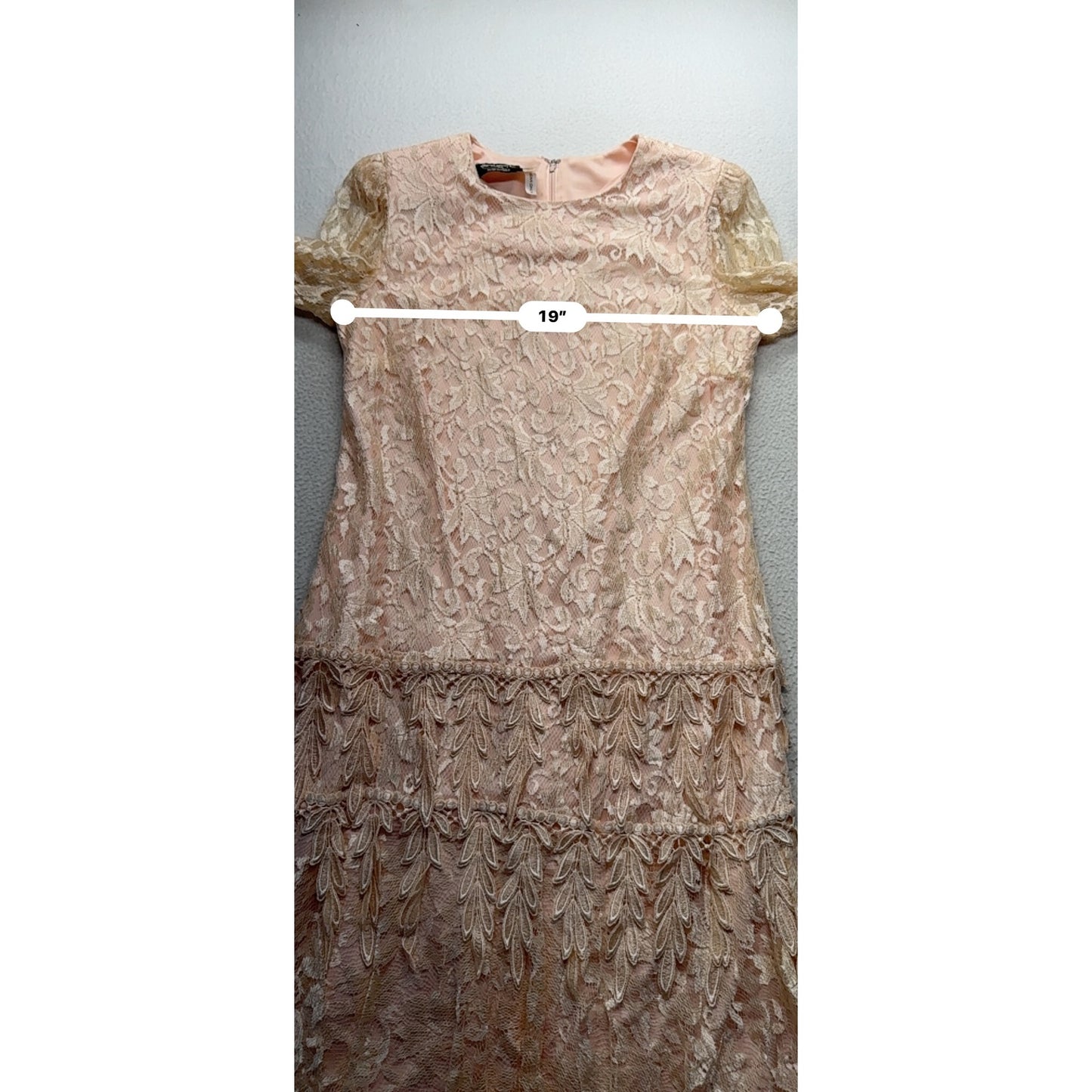 Vintage Blush Lace Tiered Cocktail Dress By Jill Richards Designs #9573