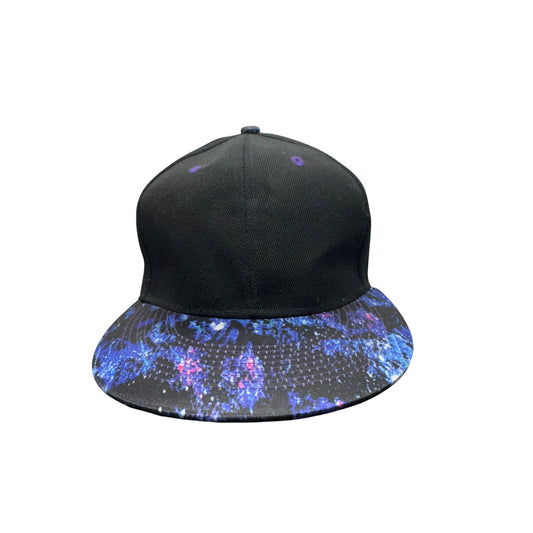 Wuke Black Snapback Hat With Galaxy Print Brim Adjustable #9234