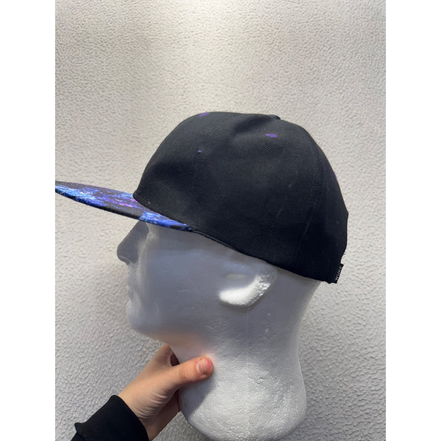 Wuke Black Snapback Hat With Galaxy Print Brim Adjustable #9234