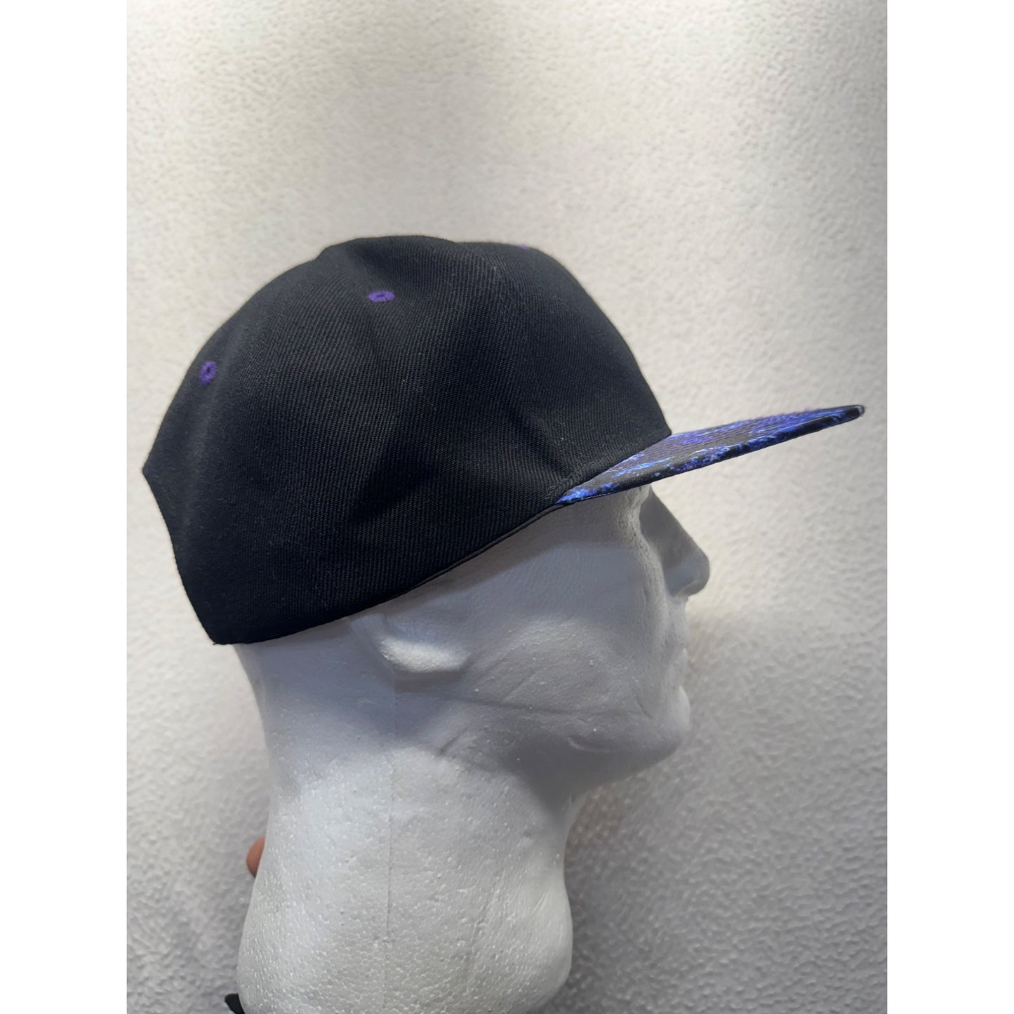 Wuke Black Snapback Hat With Galaxy Print Brim Adjustable #9234