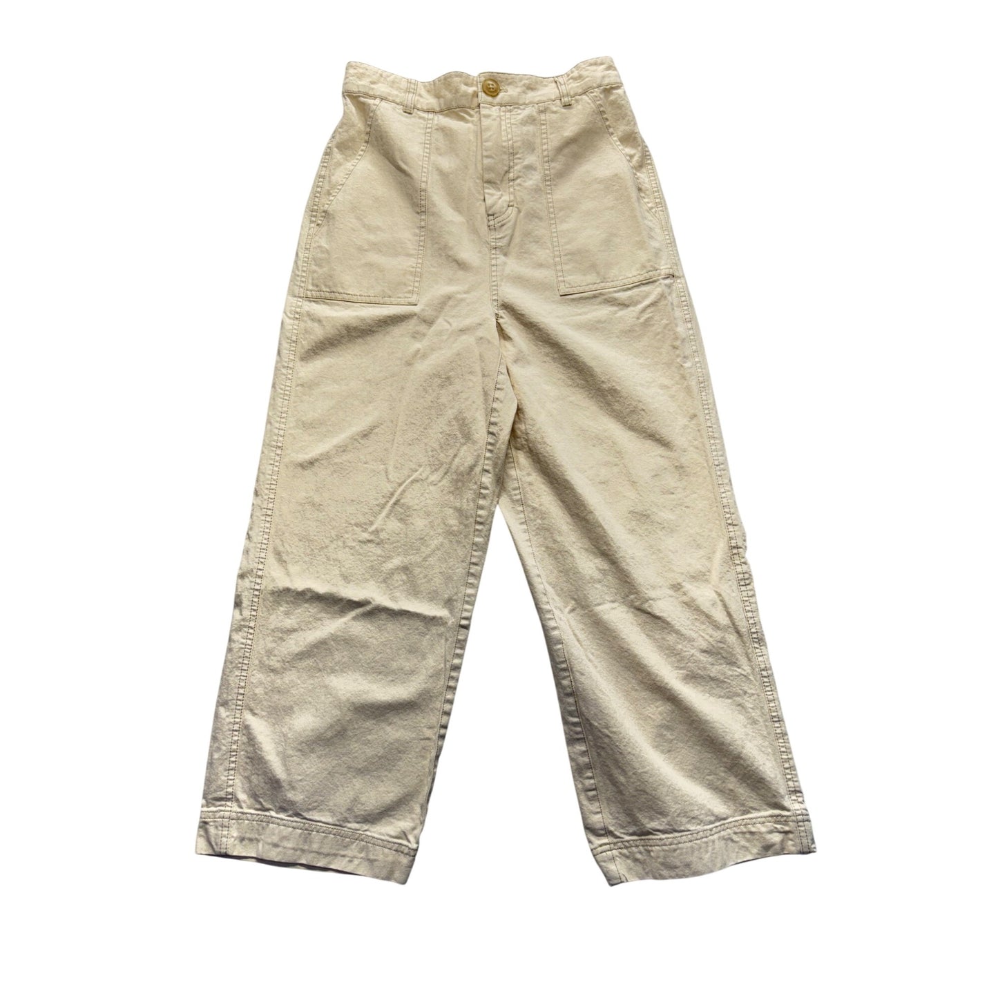 Free People Cream Wide-Leg Pants Size 4 100% Cotton #9040