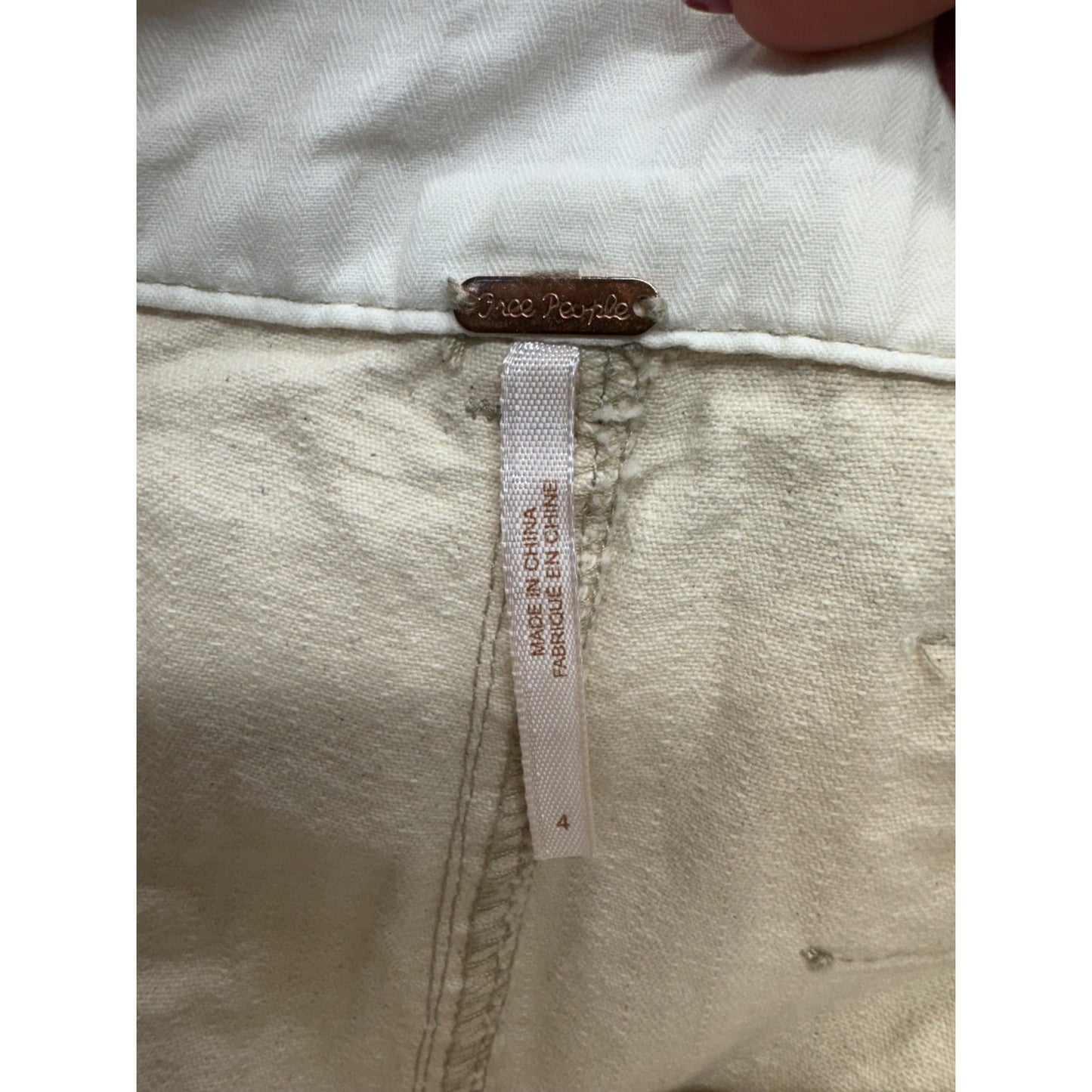 Free People Cream Wide-Leg Pants Size 4 100% Cotton #9040