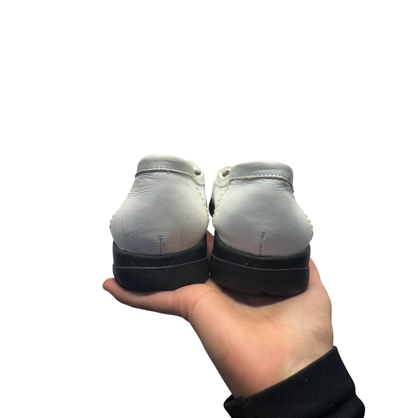 White Leather Loafers W/ Decorative Cutouts Size 7 #9474