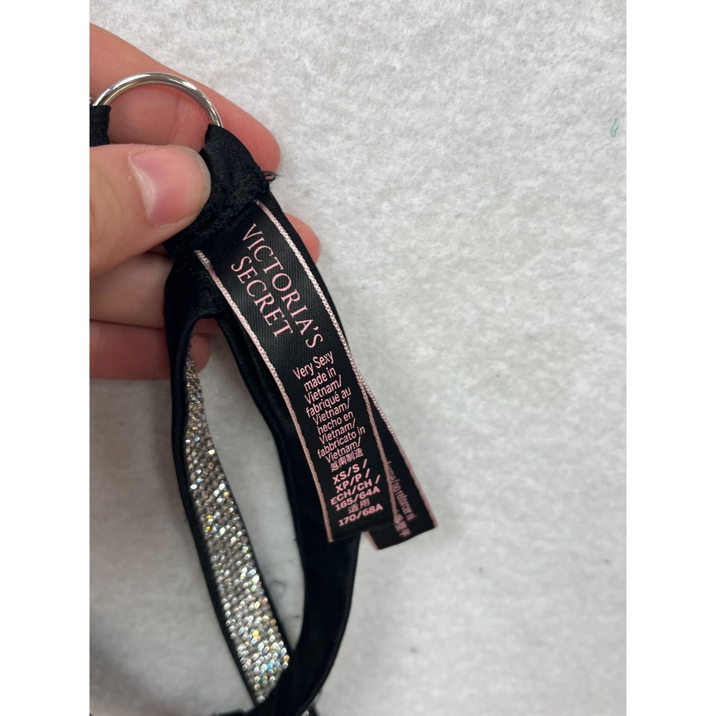 Victorias Secret Very Sexy Rhinestone Garter Belt Black XS #8743