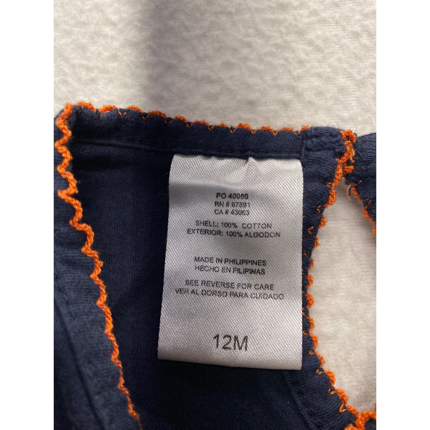 Chicago Bears Baby Girl Navy & Orange Dress 12M NFL #7316