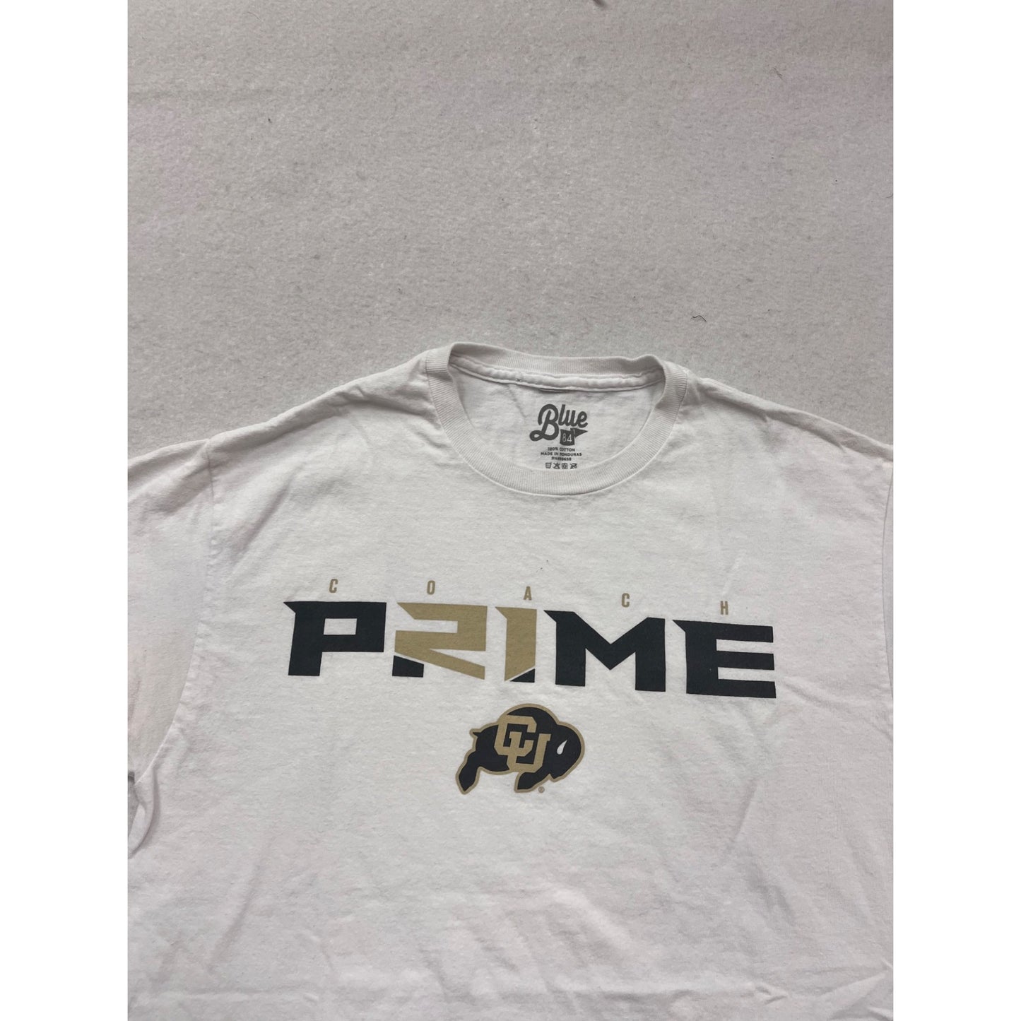 Coach Prime Colorado Buffaloes T-Shirt Blue 84 White Short Sleeve Cotton M #151A