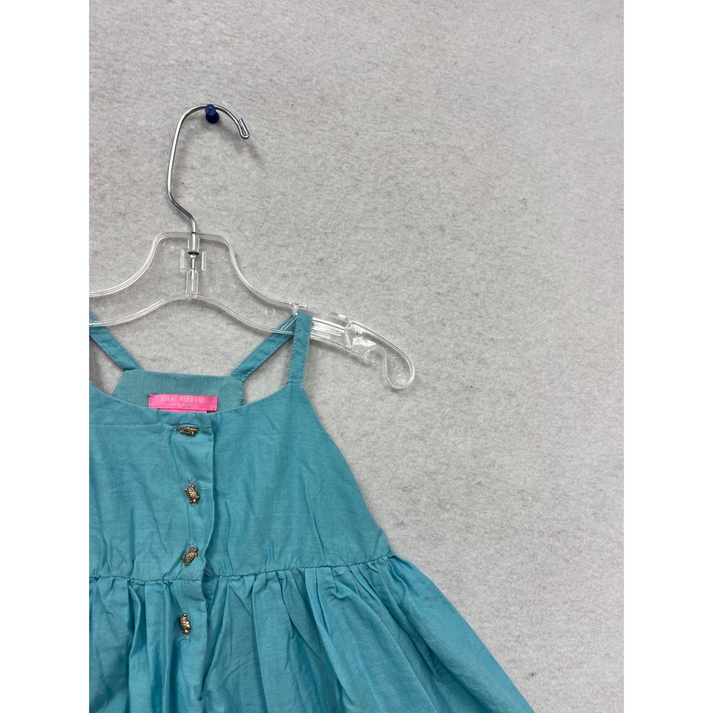 Isaac Mizrahi New York Girls Blue Turtle Print Dress With Pink Headband #748A
