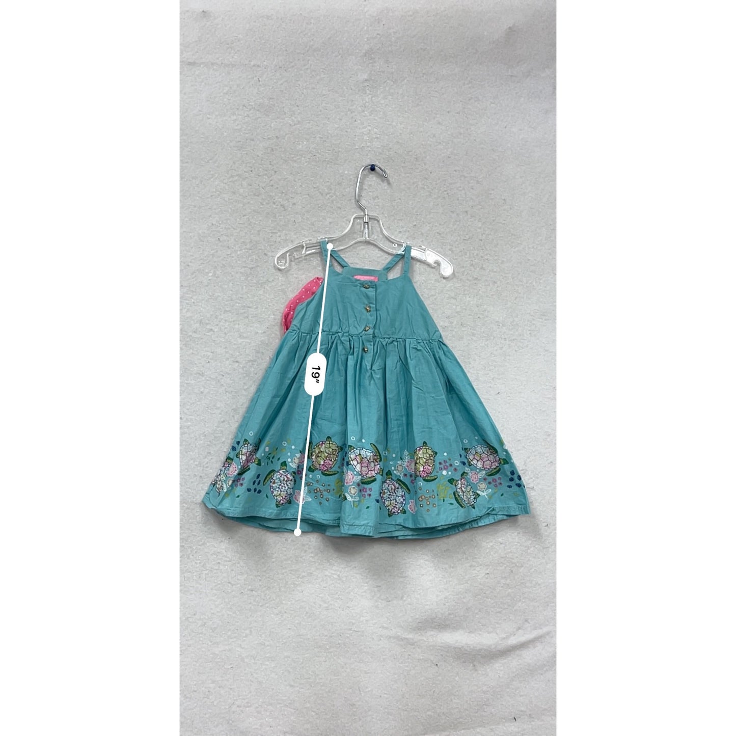 Isaac Mizrahi New York Girls Blue Turtle Print Dress With Pink Headband #748A