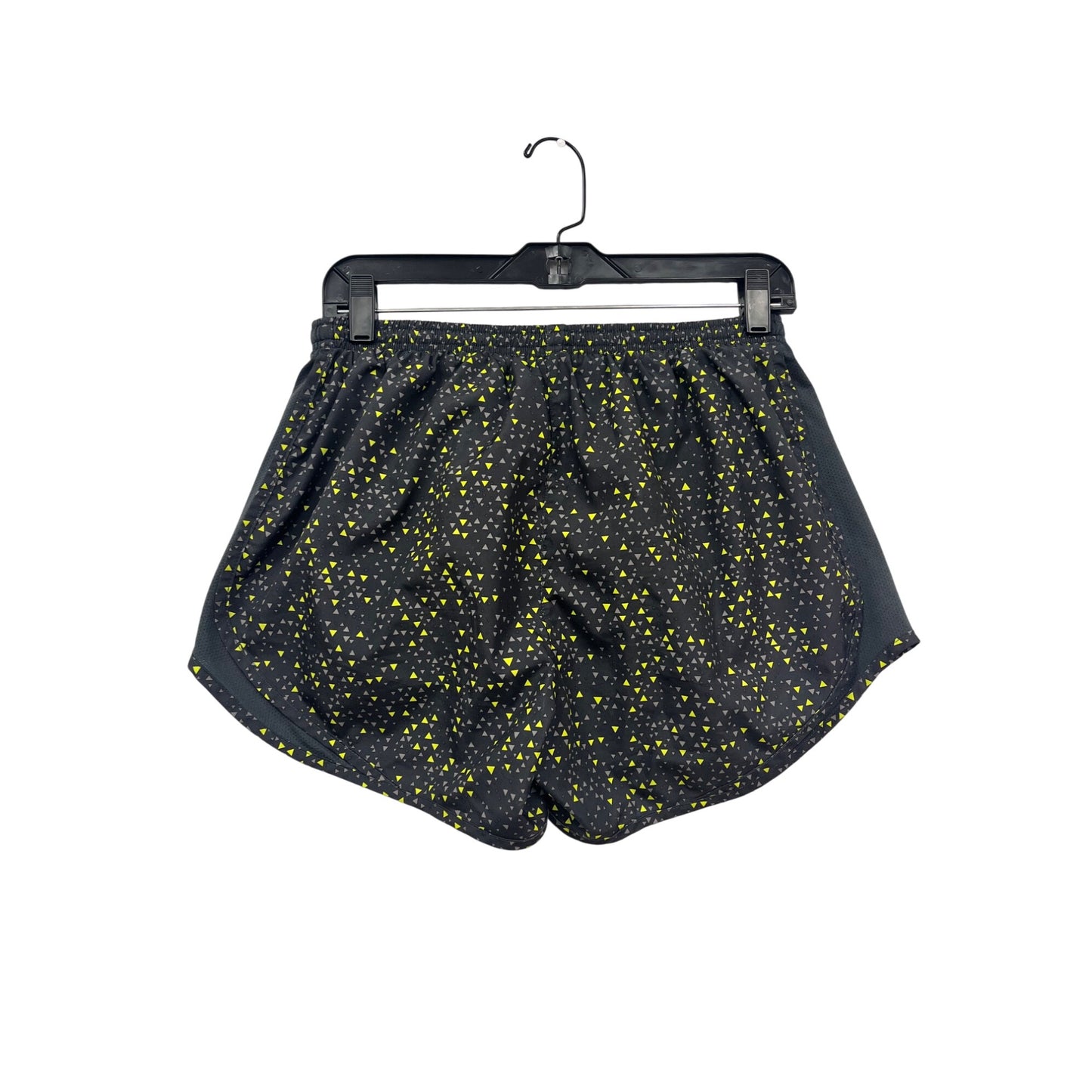 Nike Dri-Fit Running Shorts M Black Yellow Triangle Print Athletic Wear #301A