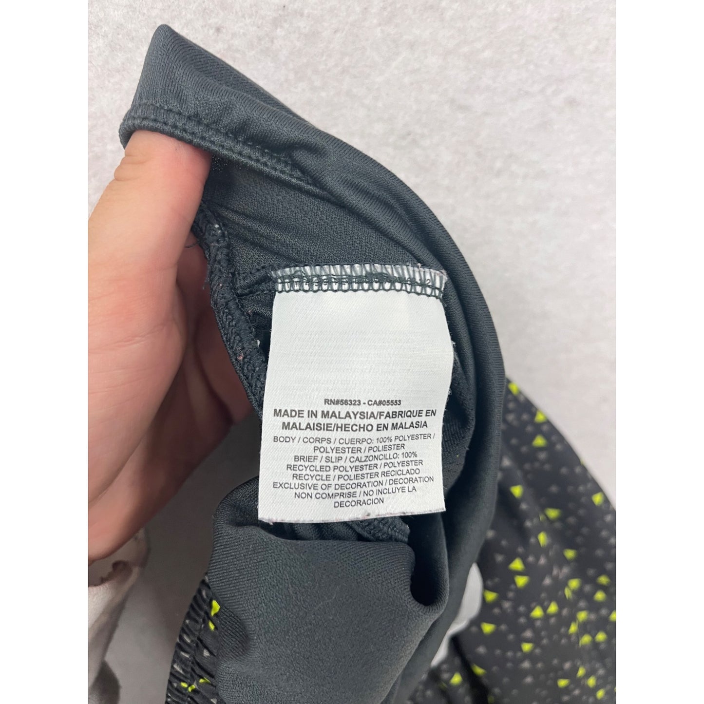 Nike Dri-Fit Running Shorts M Black Yellow Triangle Print Athletic Wear #301A