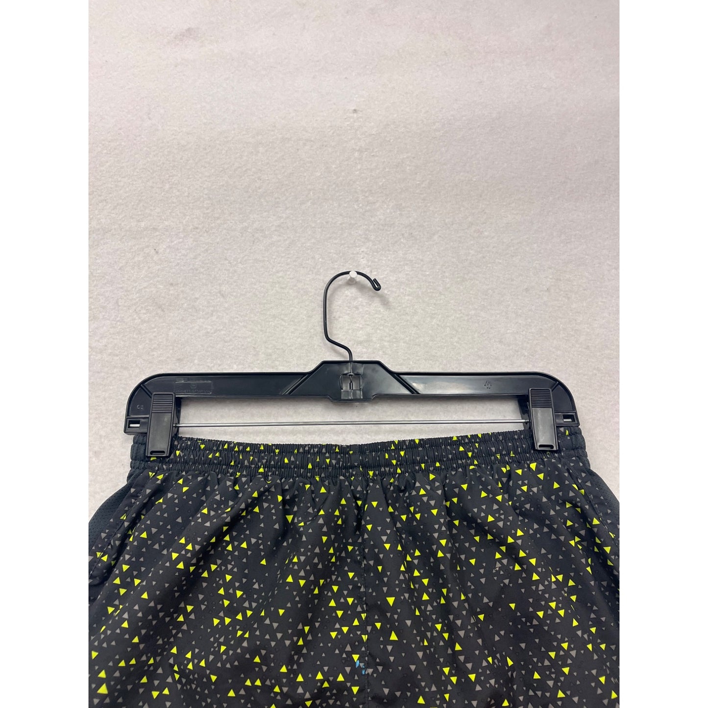 Nike Dri-Fit Running Shorts M Black Yellow Triangle Print Athletic Wear #301A