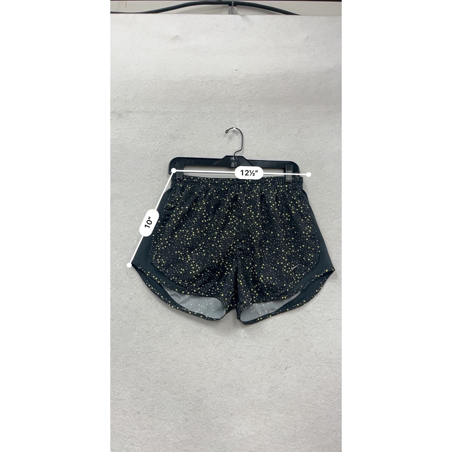 Nike Dri-Fit Running Shorts M Black Yellow Triangle Print Athletic Wear #301A