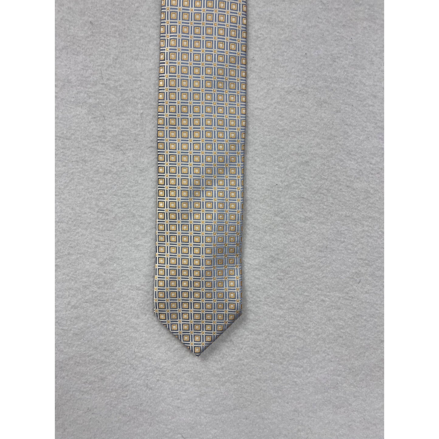 City Of London Geometric Pattern Silk Tie Gold & Blue #8541