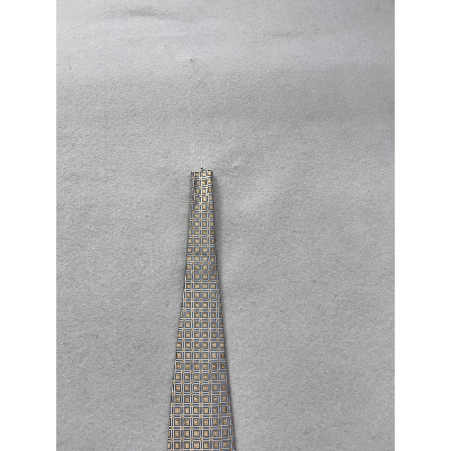 City Of London Geometric Pattern Silk Tie Gold & Blue #8541