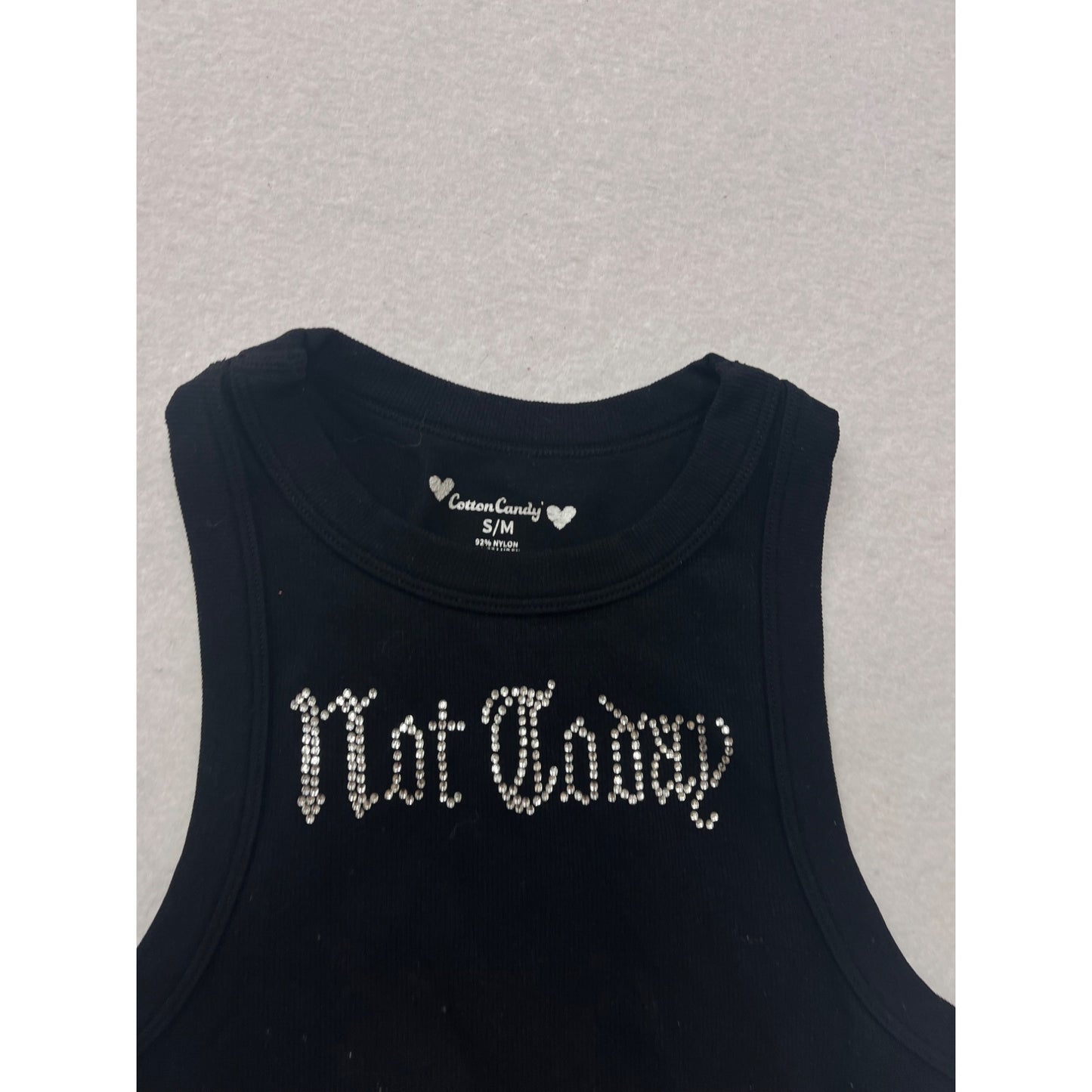 Black Rhinestone "Not Today" Racerback Crop Tank Top S/M #8884
