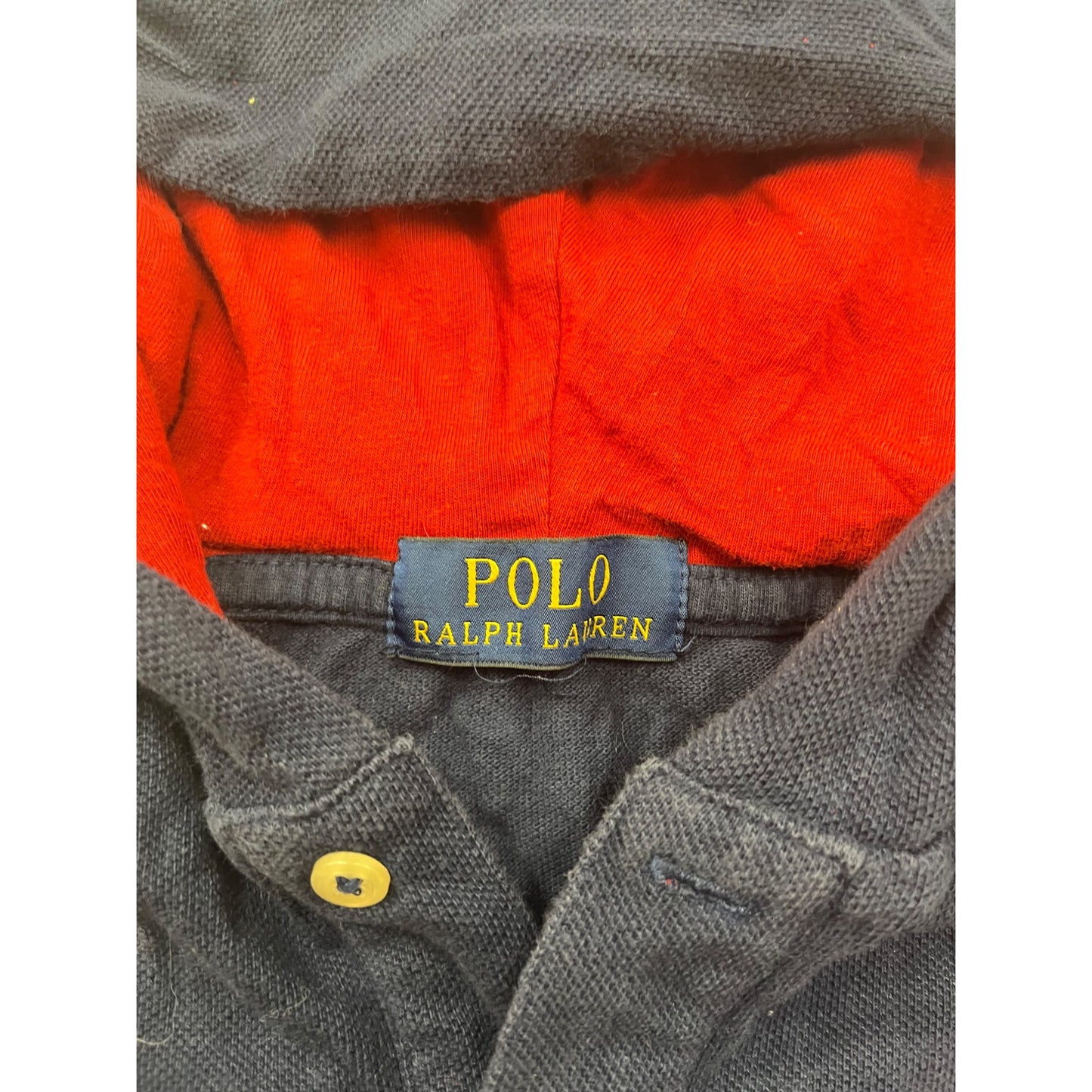 Boys Large Polo Ralph Lauren Navy Hoodie With Red Accents & Embroidered Logo #8879