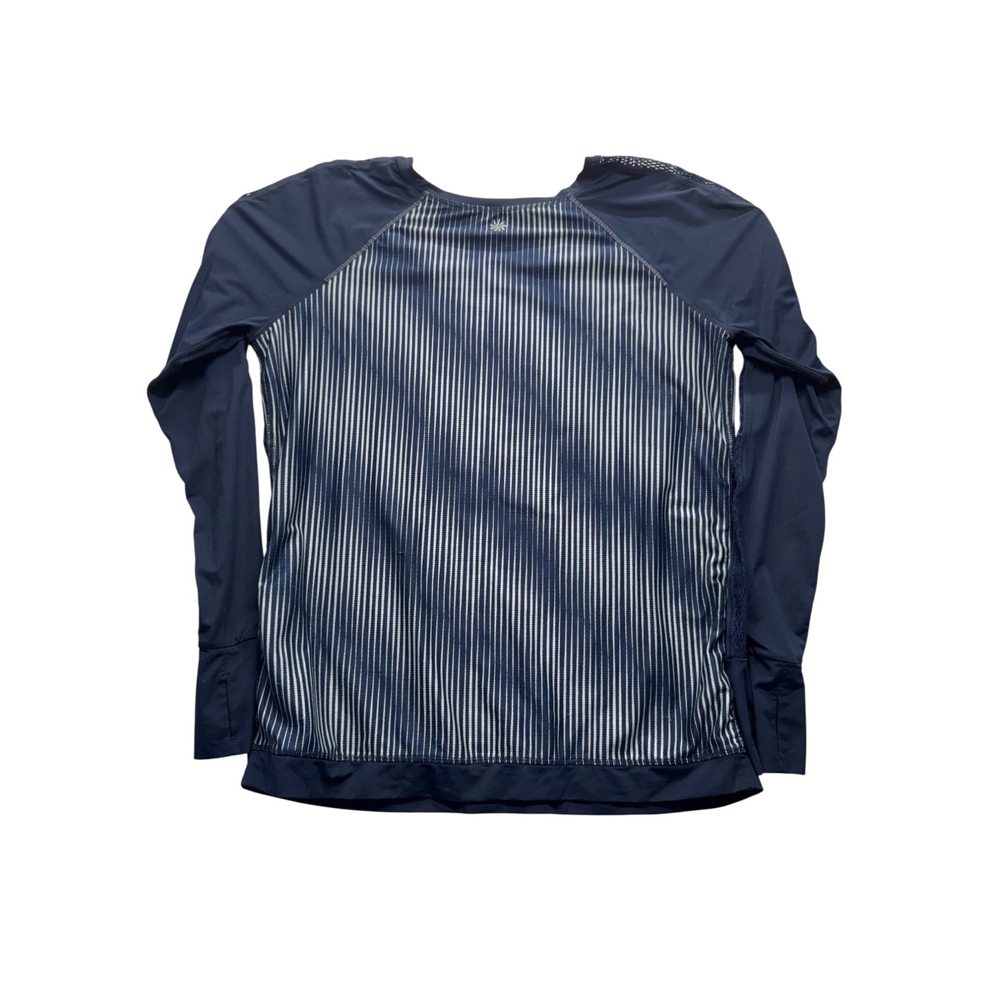 Athleta Navy & White Striped Long Sleeve Womens Activewear Top Size M #7820