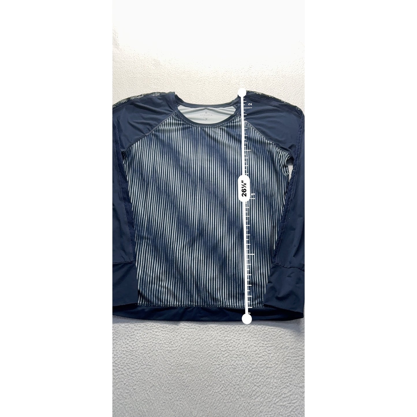 Athleta Navy & White Striped Long Sleeve Womens Activewear Top Size M #7820