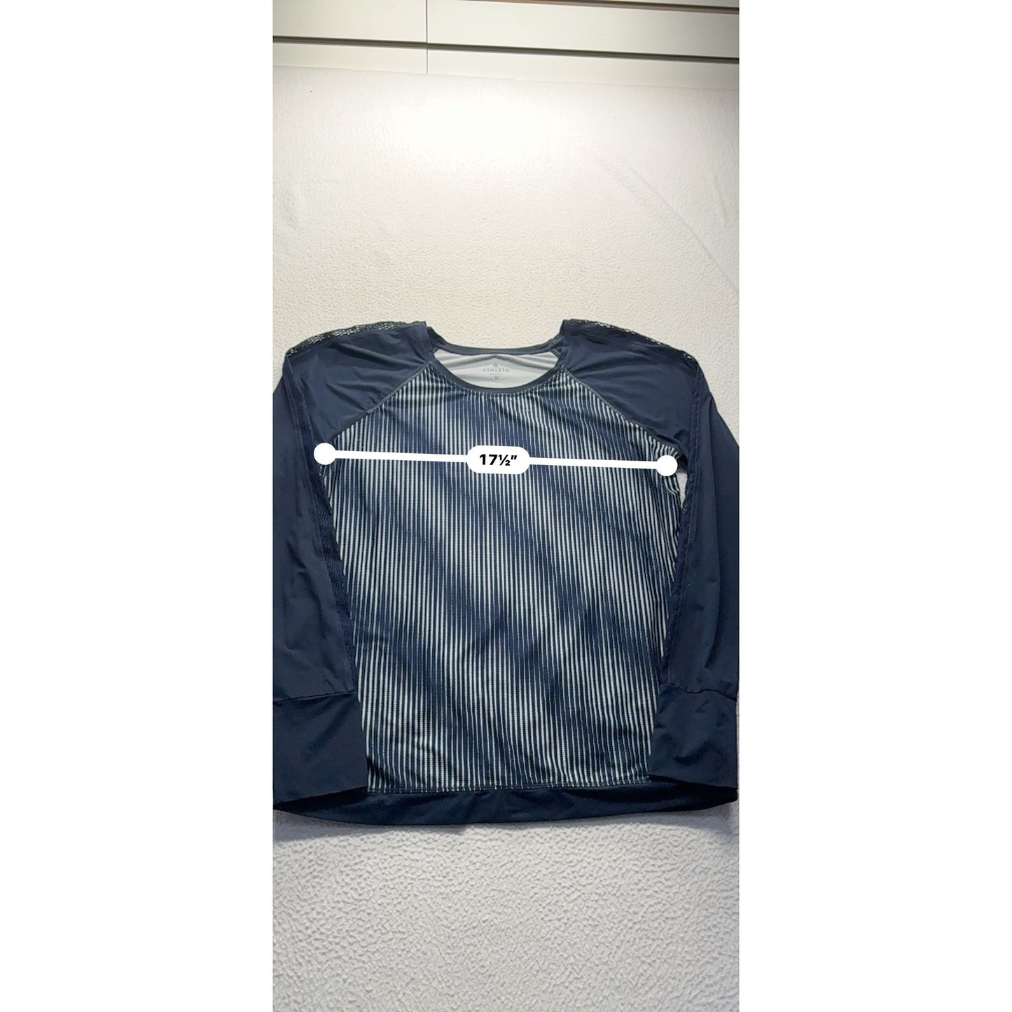 Athleta Navy & White Striped Long Sleeve Womens Activewear Top Size M #7820