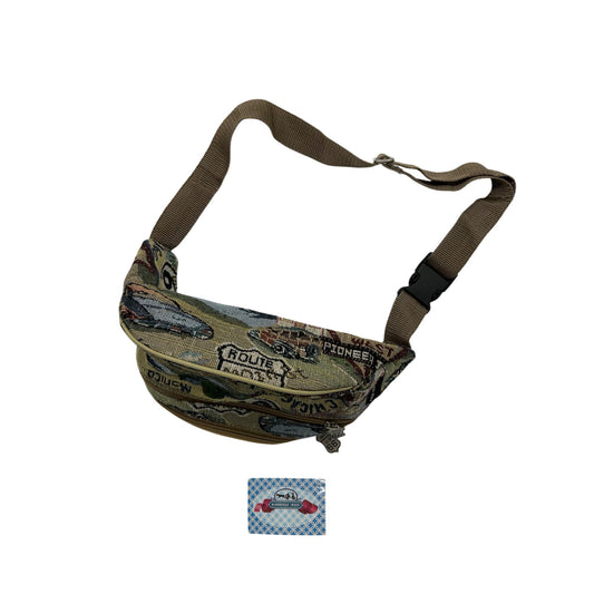 Vintage-Style Route 66 Tapestry Fanny Pack With Adjustable Strap & Zipper Compartments #6647