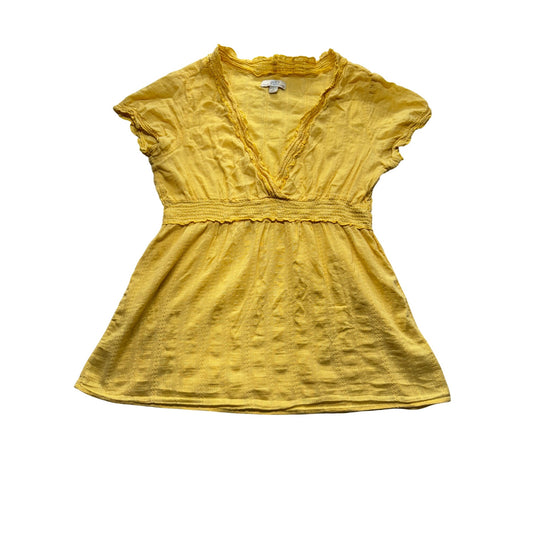 Yellow Short-Sleeve V-Neck Top Med By SO Wear It Declare It 100% Cotton #7763
