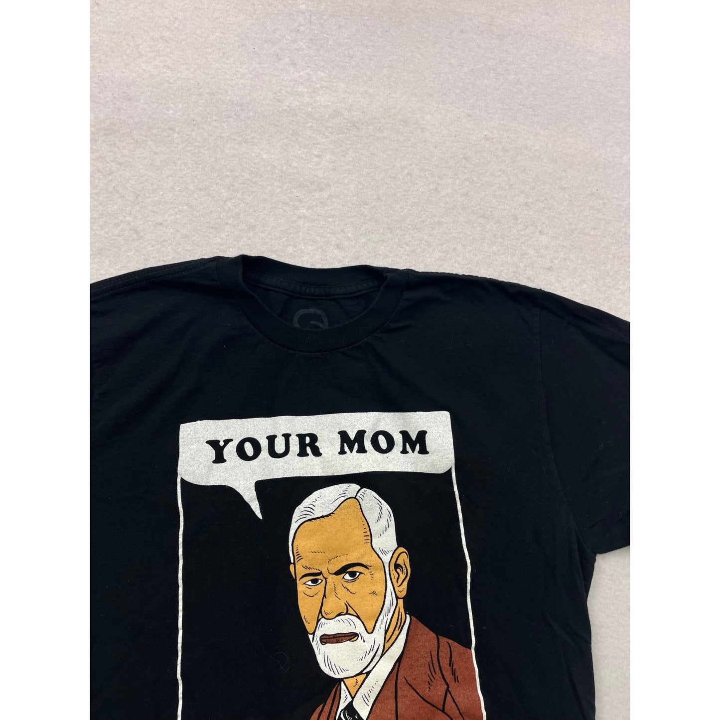 Sigmund Freud "Your Mom" Graphic Black T-Shirt S Soft Cotton Casual Wear #990A