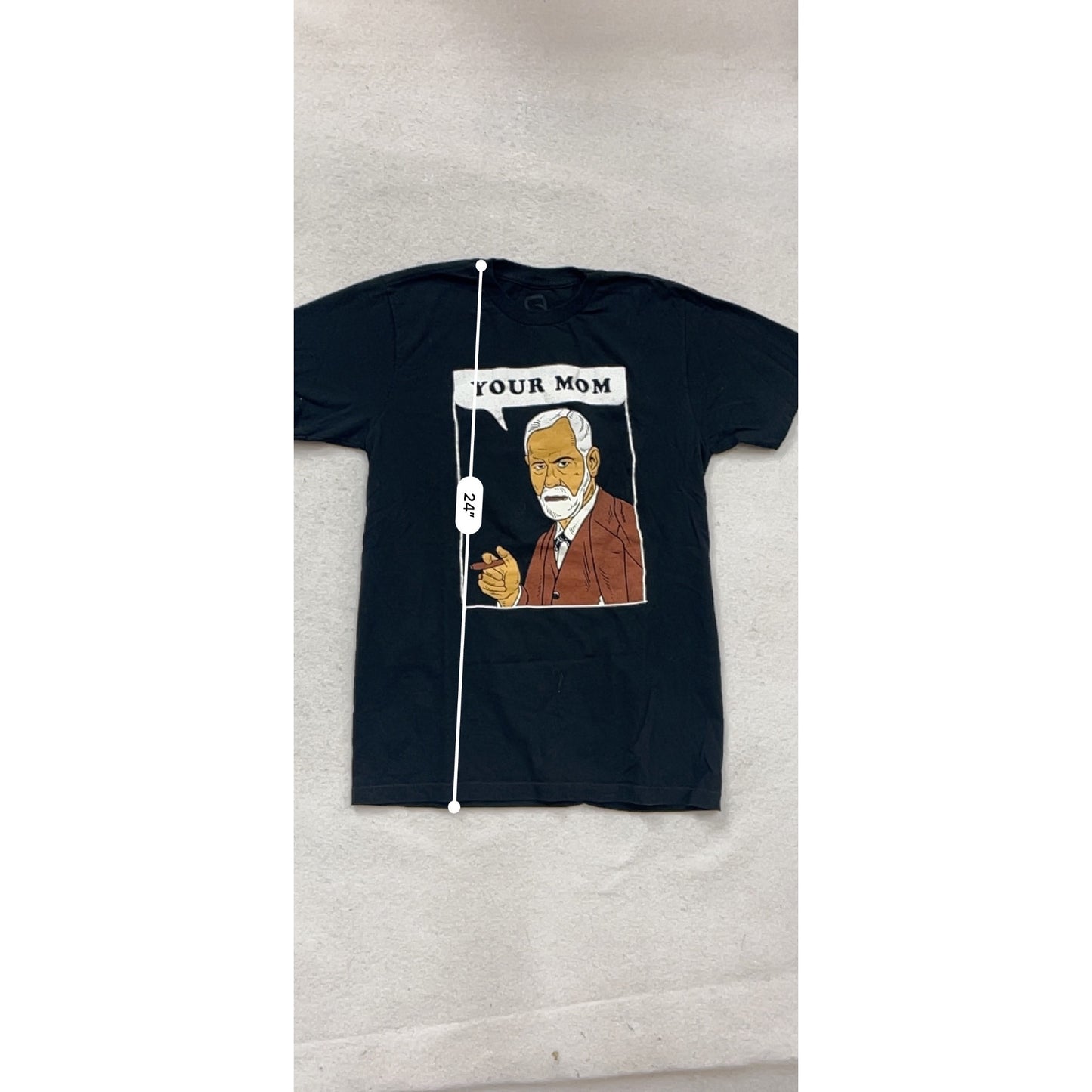 Sigmund Freud "Your Mom" Graphic Black T-Shirt S Soft Cotton Casual Wear #990A